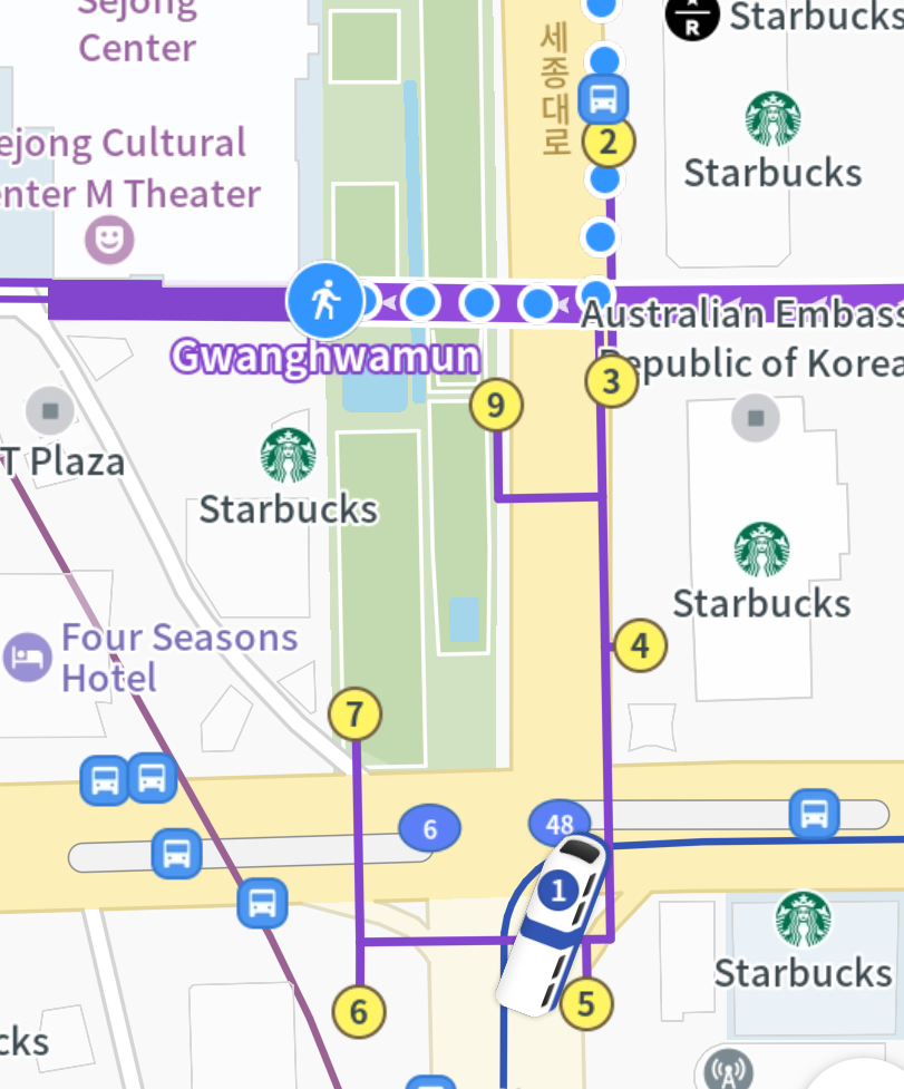 Number circled with yellow is exit